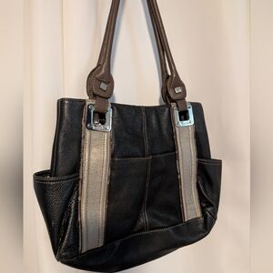 Tignanello Black/Multi shoulder bag silver hardware